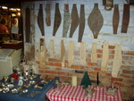 Some of the items Bill makes and a few patterns on the wall.